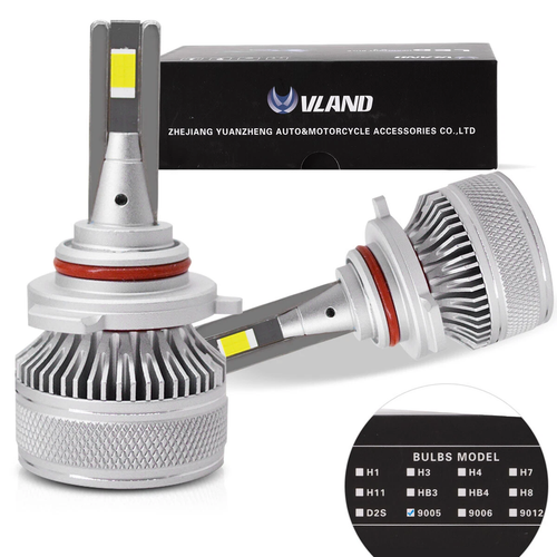 VLAND 9005 HB3 LED Headlight Bulbs Conversion Kit High/Low Beam Fog Light 6000K White