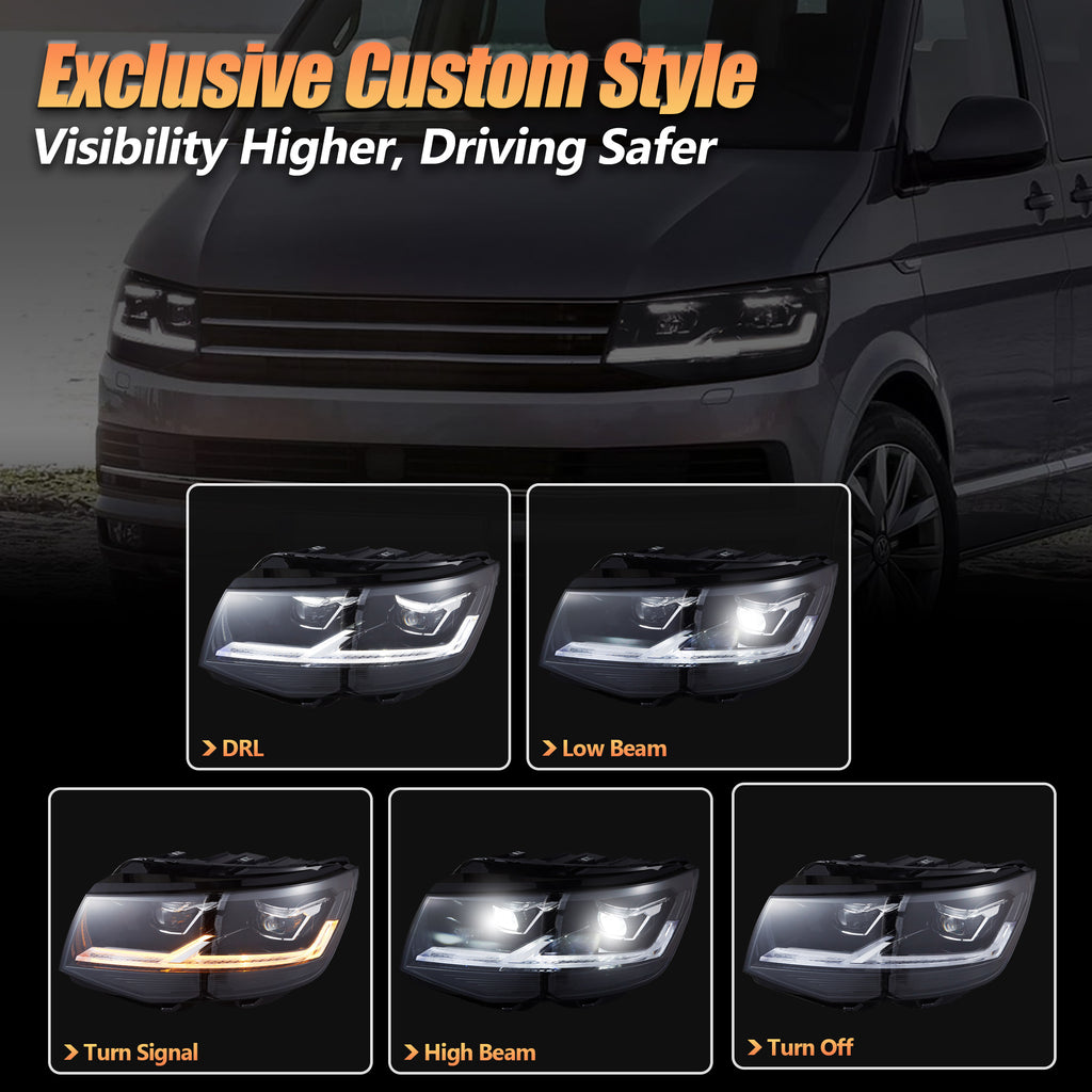 VLAND LED Headlights For 2015-2019 Volkswagen Transporter T6