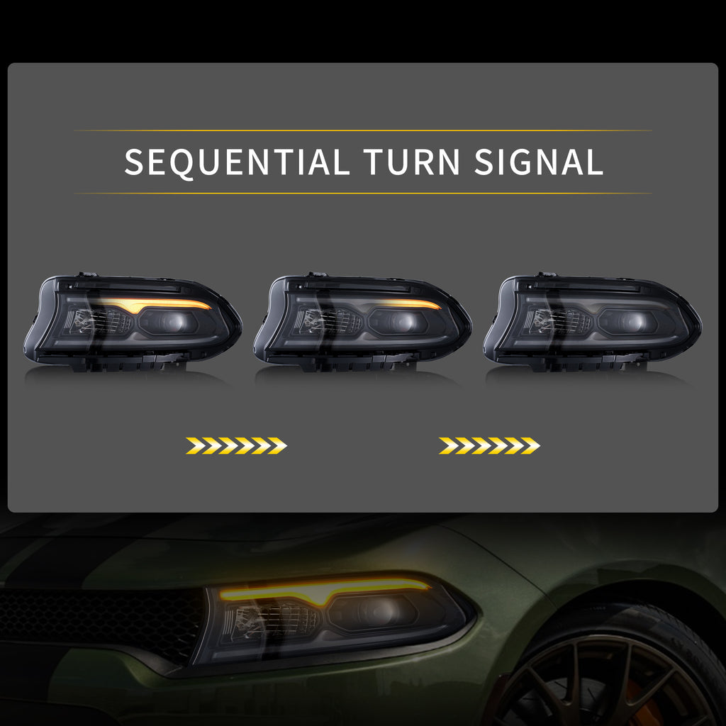 VLAND LED Headlights For 2015-2023 Dodge Charger Halogen Models