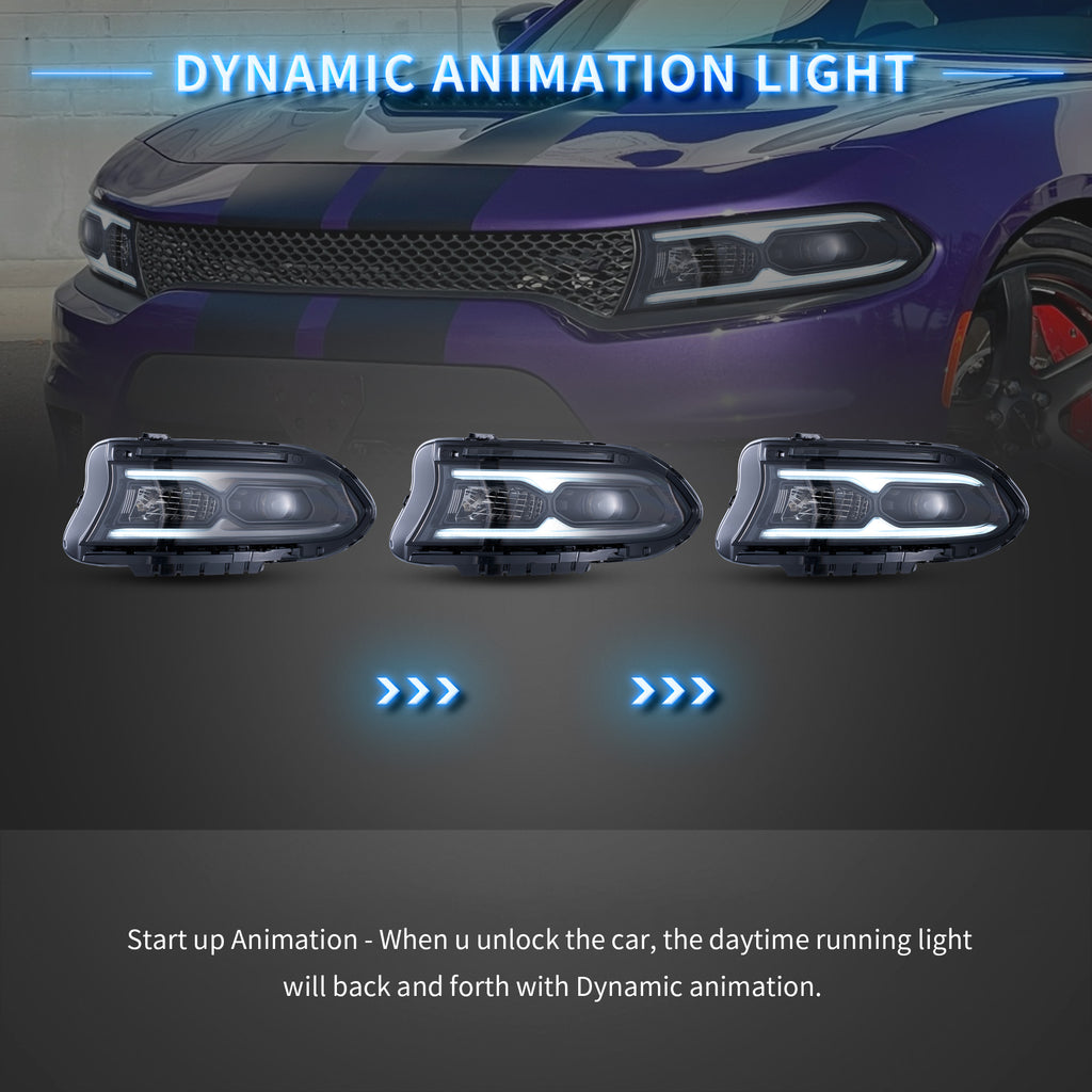 VLAND LED Headlights For 2015-2023 Dodge Charger Halogen Models