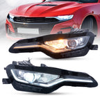Pair of VLAND black-housing LED headlight assemblies shown side-by-side, front view.