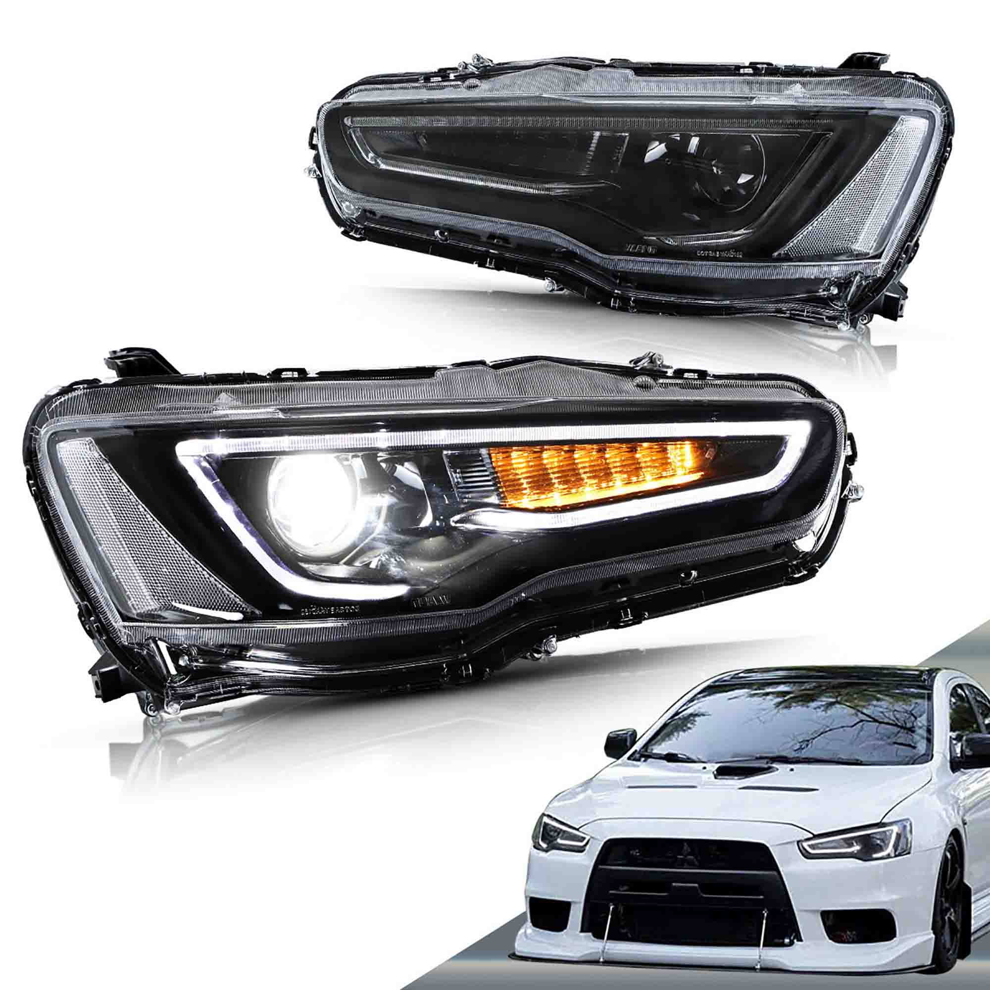 VLAND 2008-2017 Mitsubishi Lancer Black LED Headlights Assembly – VLAND US