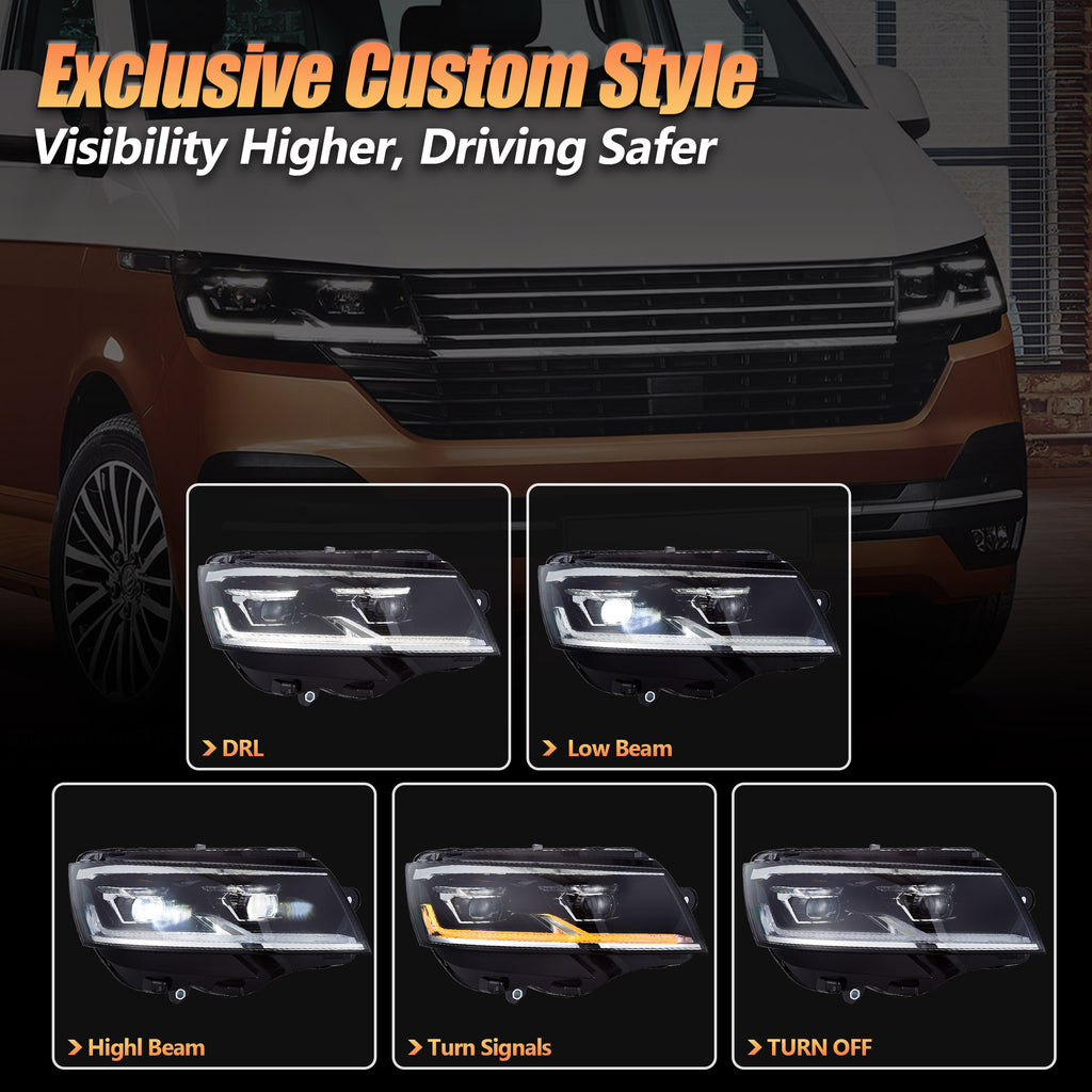 VLAND LED Headlights For 2020-2024 Volkswagen Transporter T6.1 (Facelift)