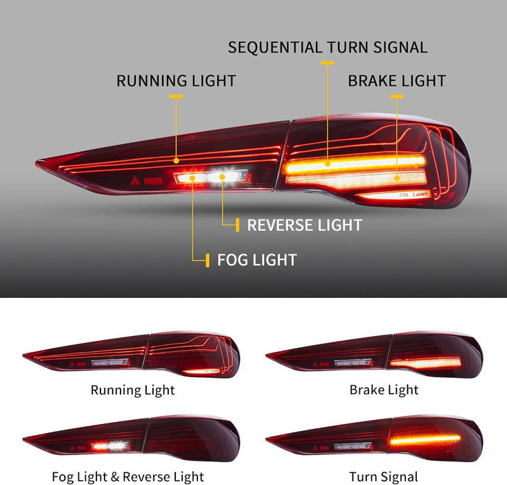VLAND LED Taillights CSL Style For 2021-2024 BMW 4-Series G22/G23/G26/G82/G83 I4 M4