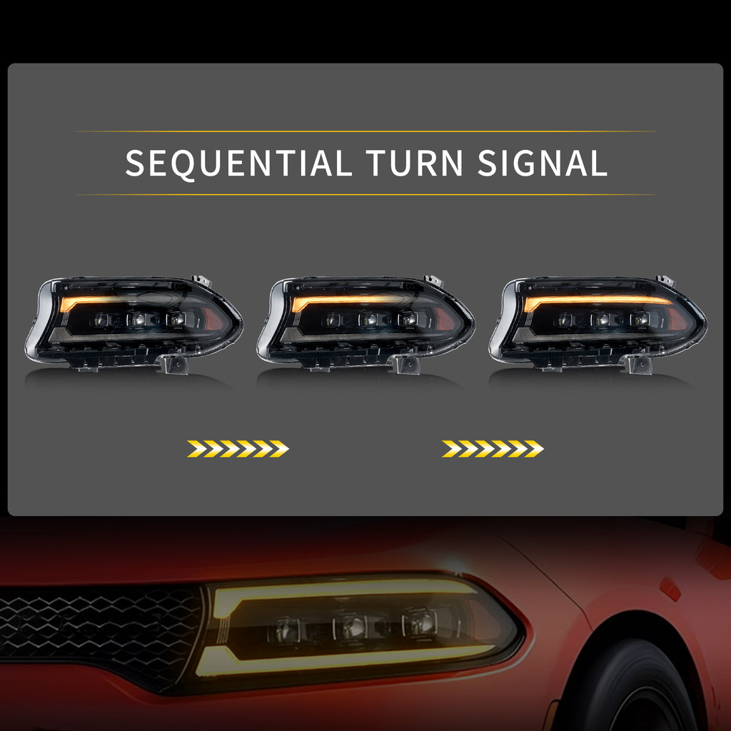 VLAND LED Projector Headlights For 2015-2023 Dodge Charger Halogen Models