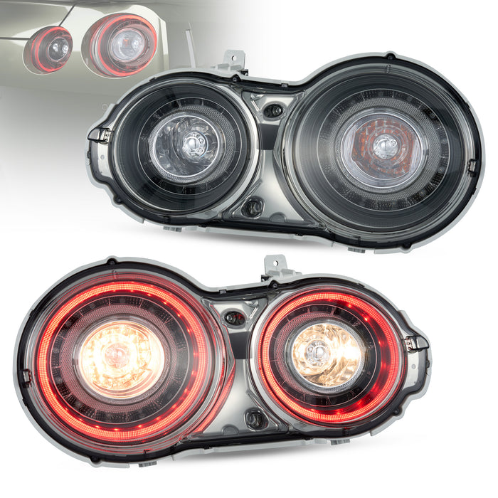 A pair of 08-23 Nissan GTR R35 vland smoked taillights.
