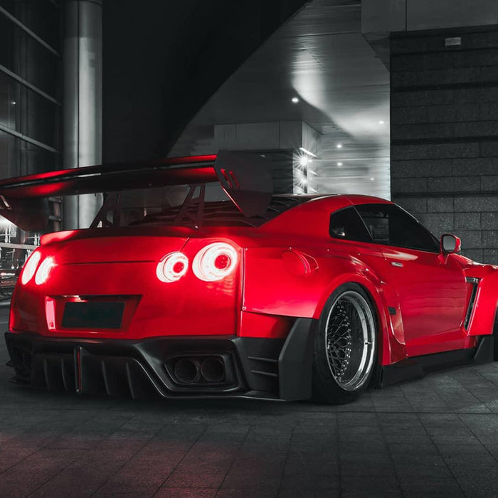 08-23 Red Nissan GTR R35 with Vland red taillights, so perfect.
