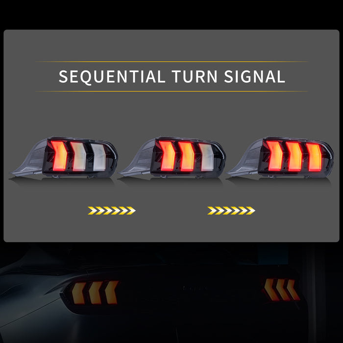 VLAND LED Taillights For 2024 2025 Ford Mustang S650 W/ Red Sequential Turn Signals