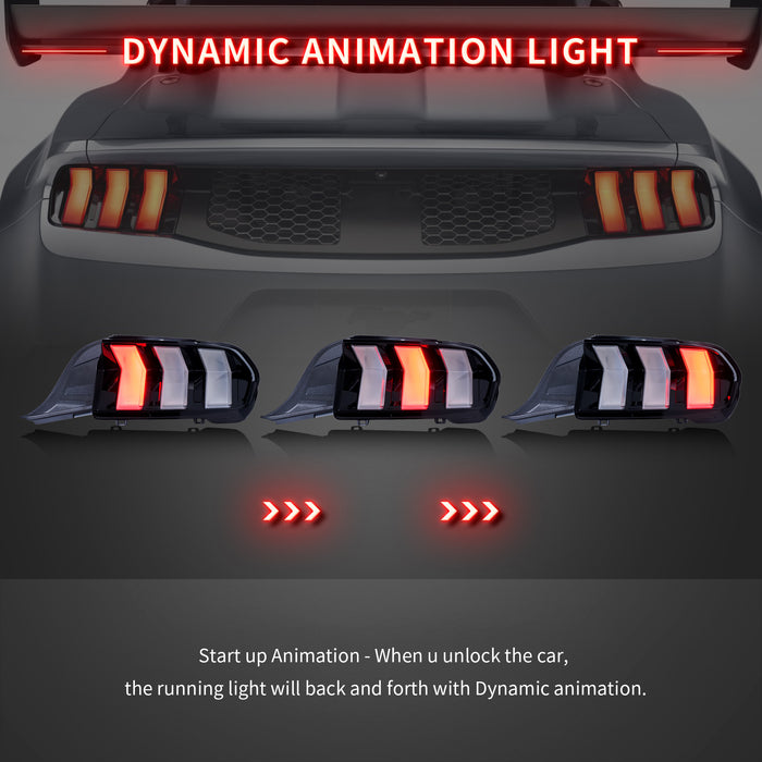 VLAND LED Taillights For 2024 2025 Ford Mustang S650 W/ Red Sequential Turn Signals