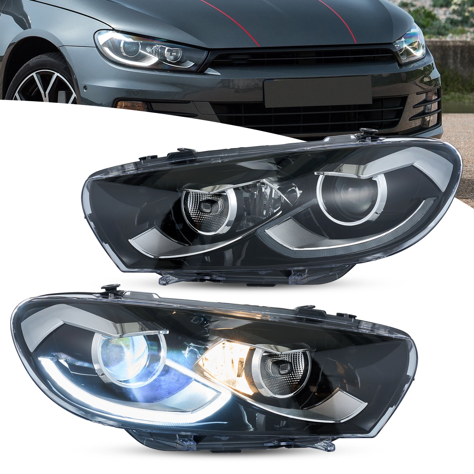 VLAND Projector Headlights For 2009-2014 Volkswagen Scirocco
