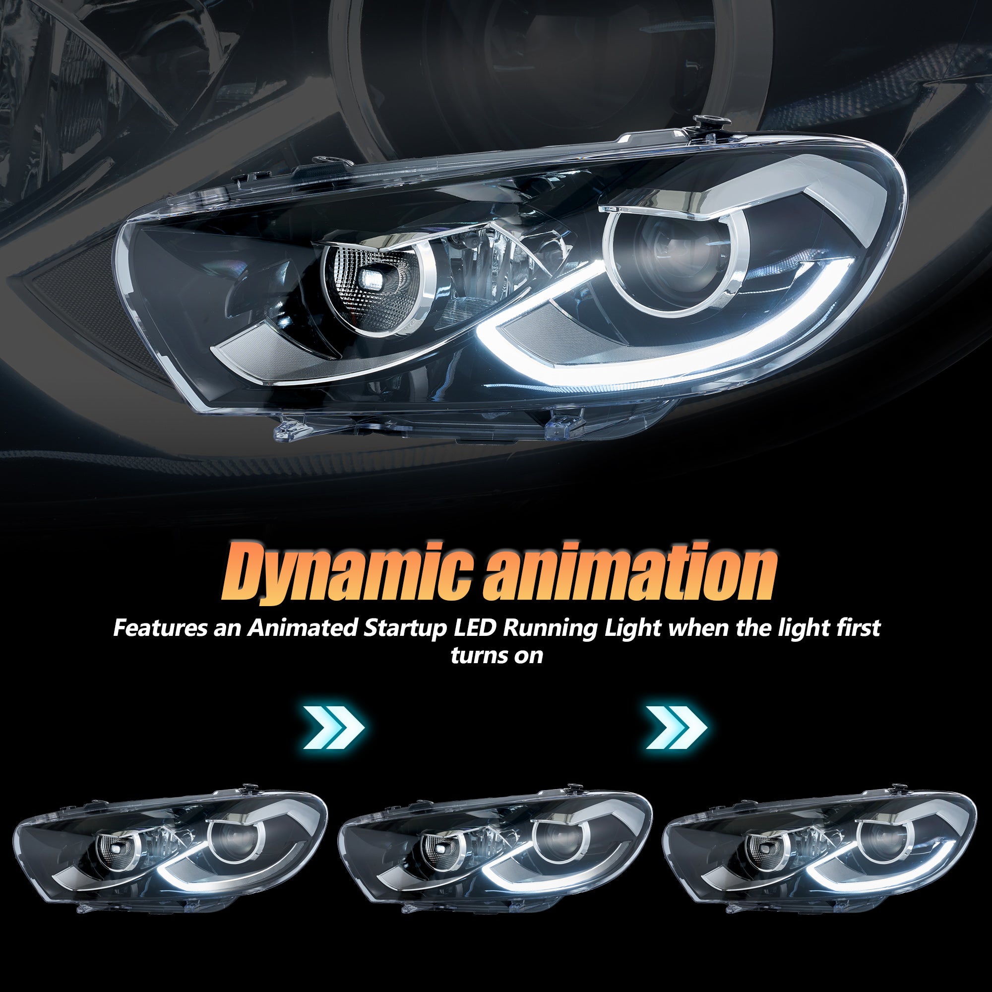 VLAND Projector Headlights For 2009-2014 Volkswagen Scirocco