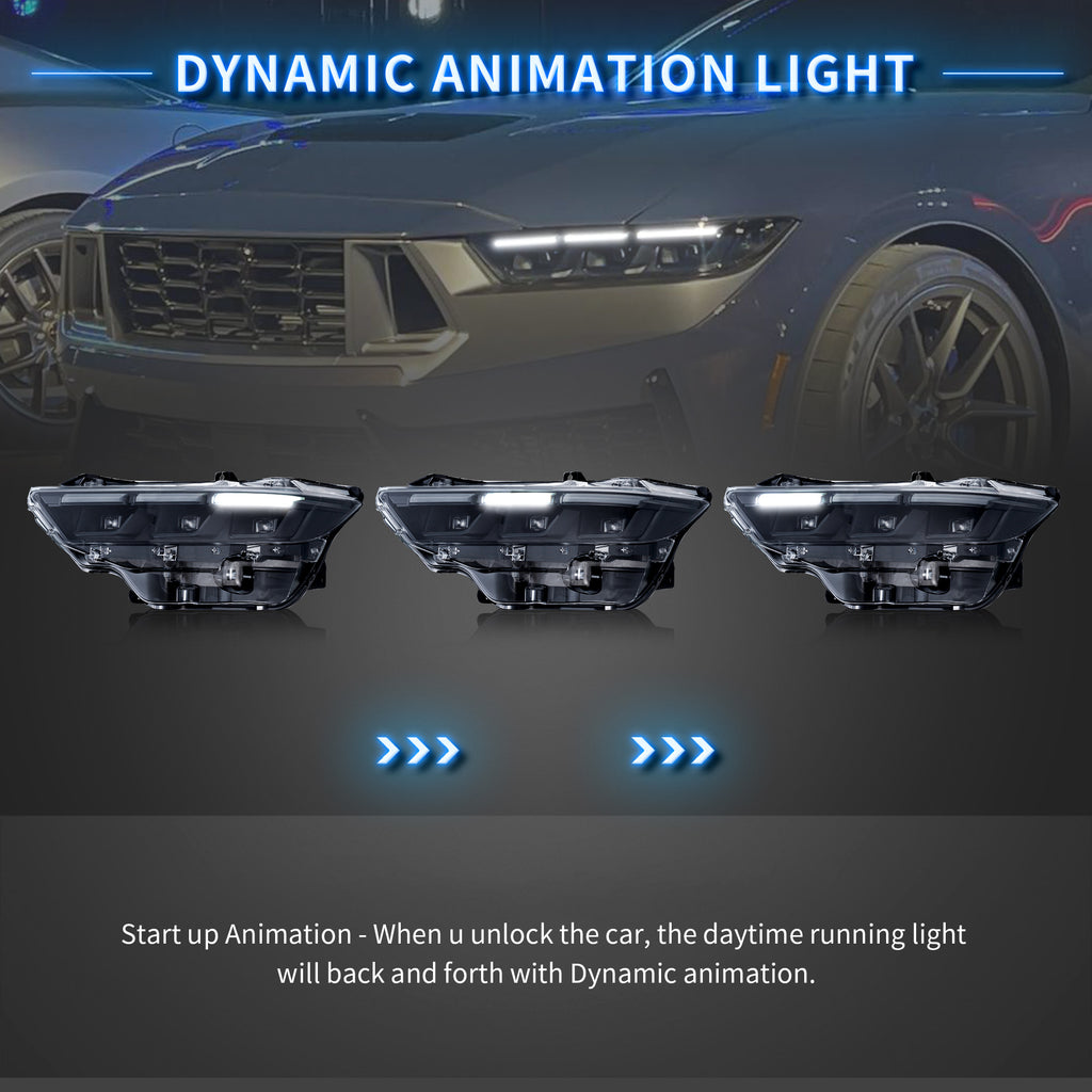VLAND Projector Headlights For 2024-2026 Ford Mustang S650