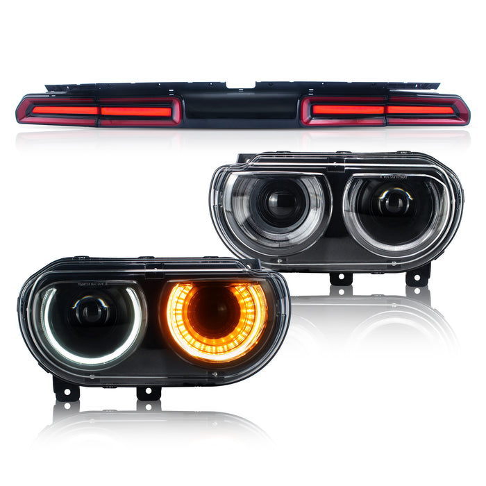 VLAND LED Projector Headlights And Taillights For Dodge Challenger 2008-2014