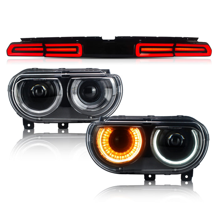 VLAND LED Projector Headlights And Taillights For Dodge Challenger 2008-2014
