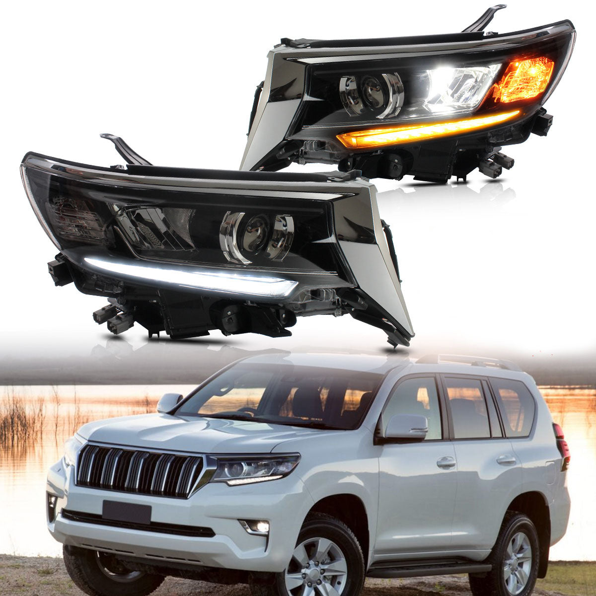 VLAND LED Headlights For Toyota Land Cruiser Prado 2017-2023 (GDJ150, 4th Gen Second Facelift)