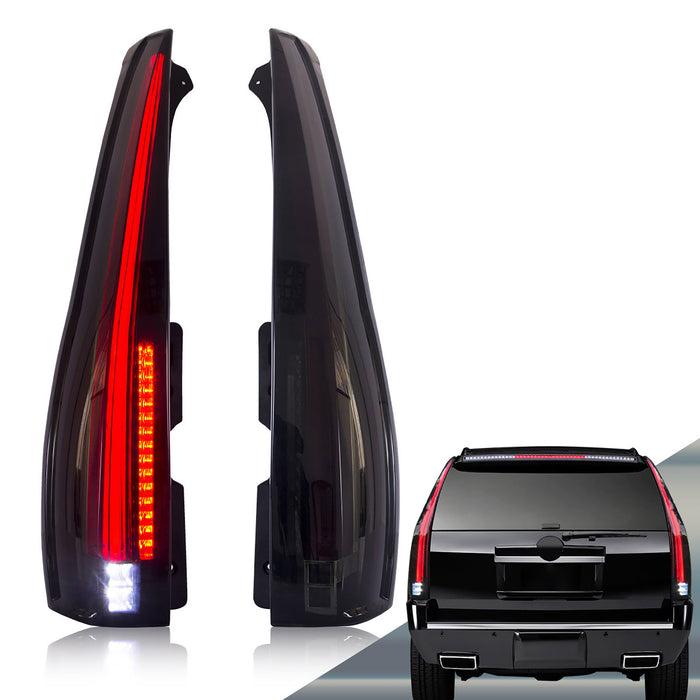 VLAND Full LED Tail Lights For Cadillac Escalade /ESV 2007-2014 3rd Gen SUV [6 Holes For 6 Pins Plug] Rear Lamps With Red Turn Signal