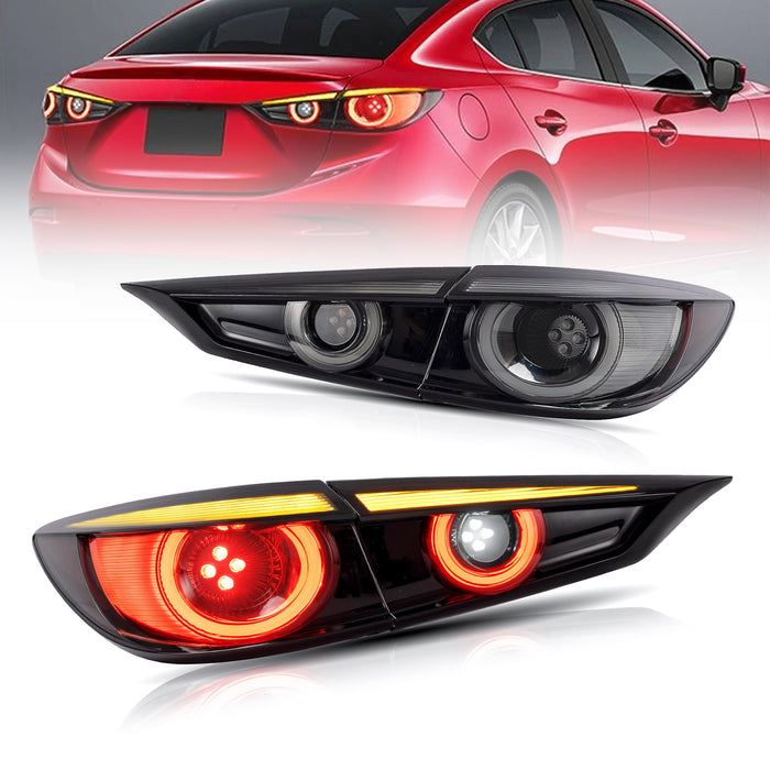 Luces traseras LED VLAND para Mazda 3 Sedan 2014-2018 con señal de giro secuencial