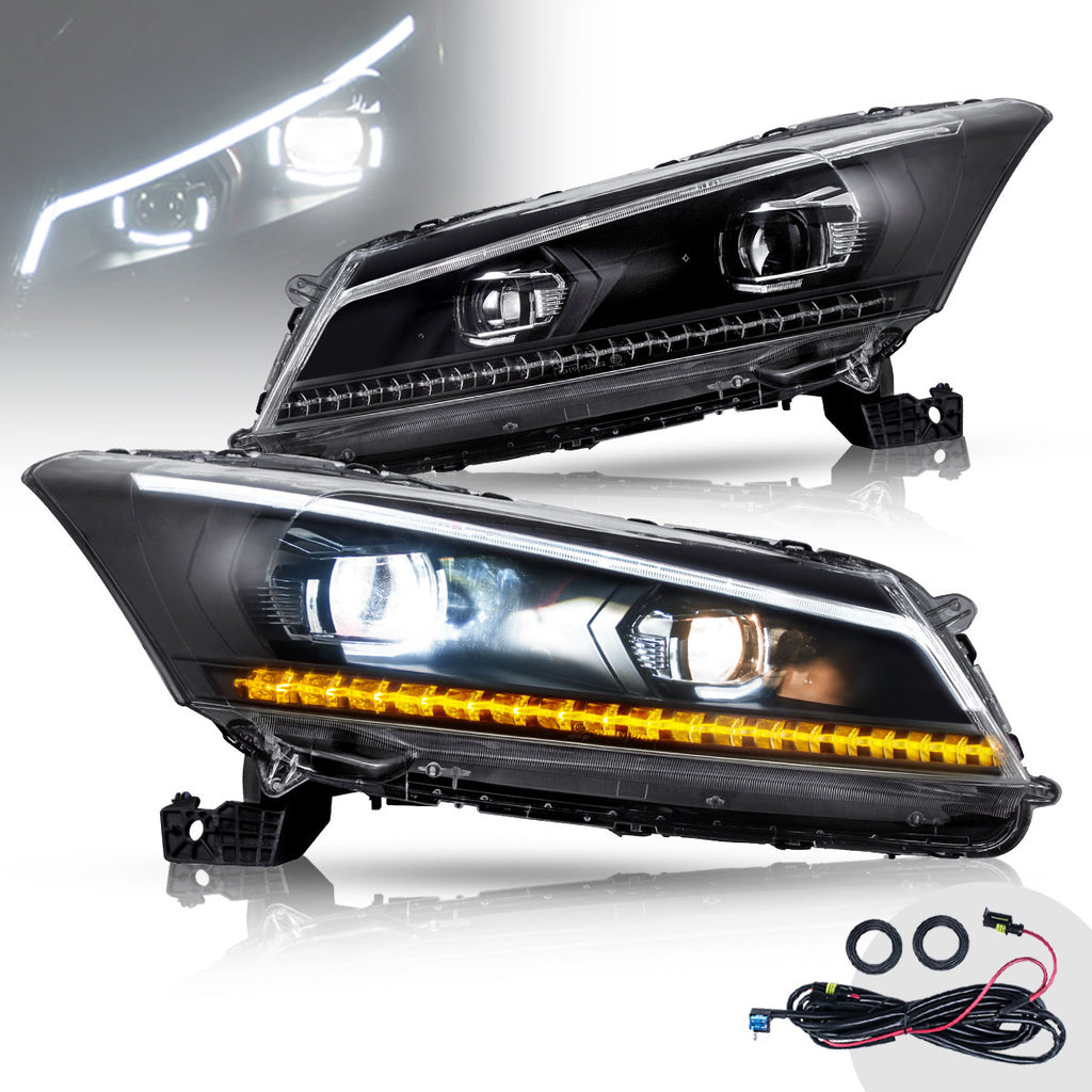 VLAND Phares LED pour Honda Accord Sedan 2008-2012 (pas pour coupé 2 portes)