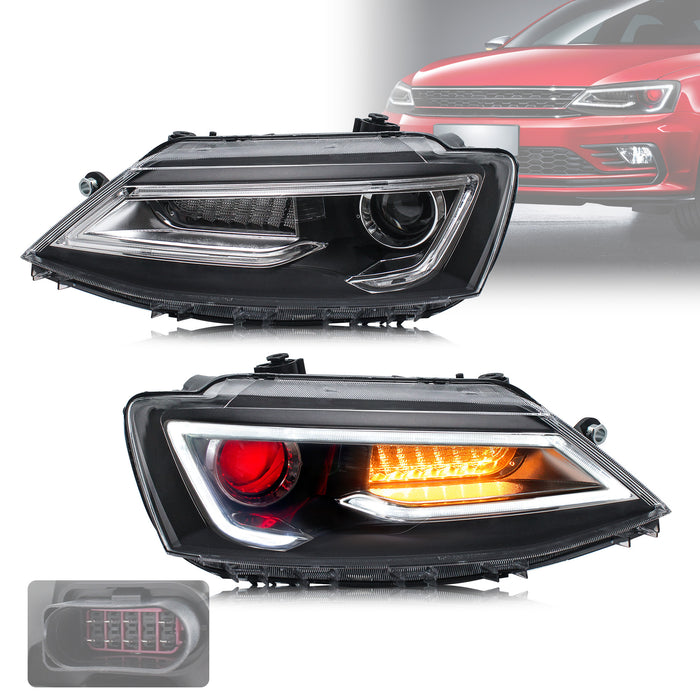Phares LED VLAND pour Volkswagen Jetta MK6 2011-2018 avec feux avant séquentiels de rechange