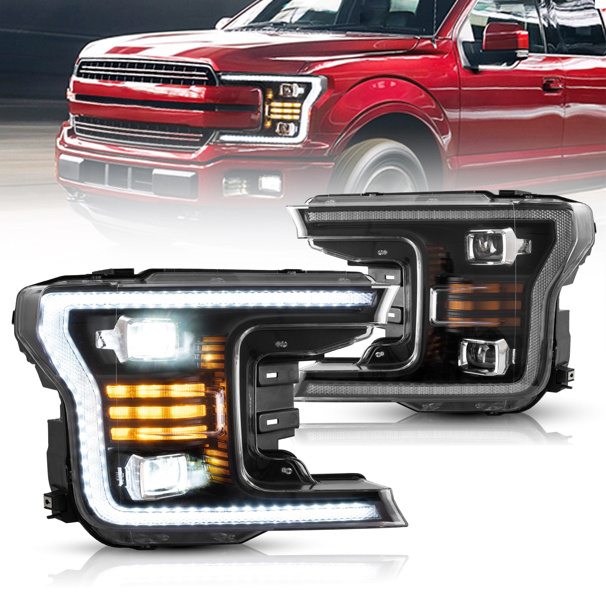 <<<t49>18>0>LAND  LED  HeadlighTs  For 2018-2020 Ford  F150 FronT lighTs  Assembly