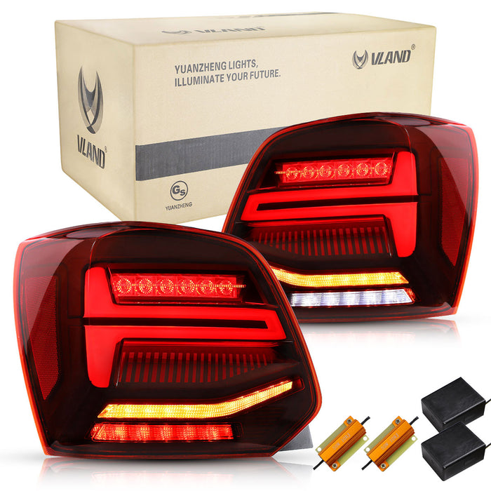 VLAND LED Tail lights For Volkswagen VW Polo MK5 2009-2017 Turn Signal with Sequential indicators