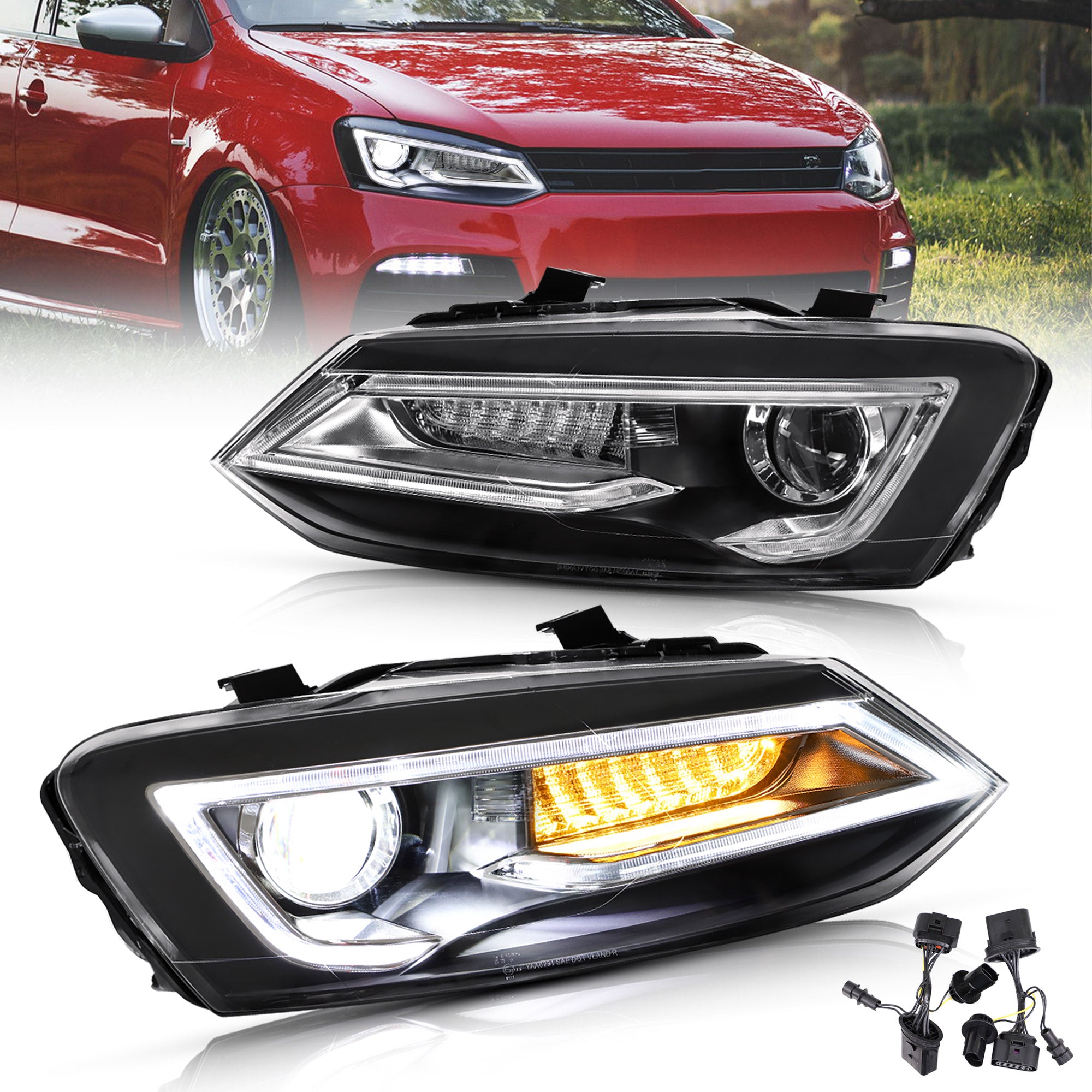 VLAND LED ヘッドライト 2009-2017 フォルクスワーゲン ポロ MK5 用
