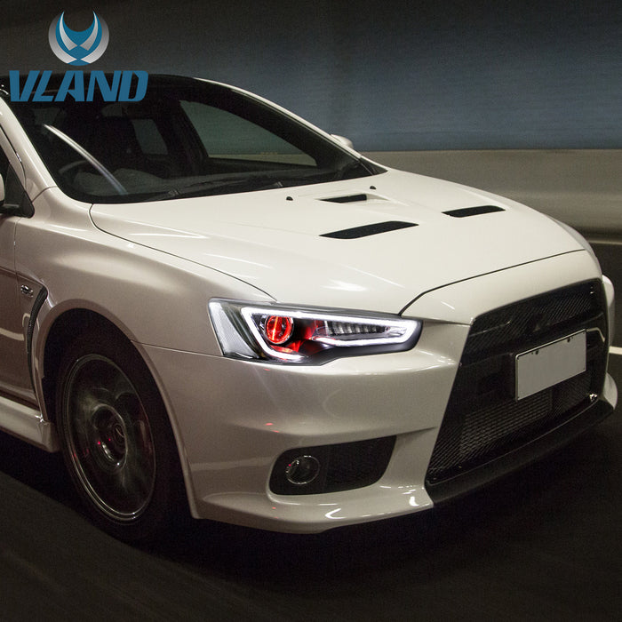 VLAND LED Headlights For 2008-2017 Mitsubishi Lancer evo x with DRL /Sequential Turn Siginal Front lights