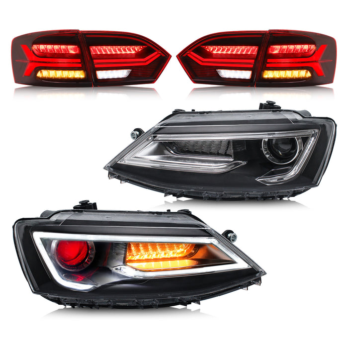 Faros delanteros LED VLAND+luces traseras para Volkswagen Jetta MK6 2011-2014
