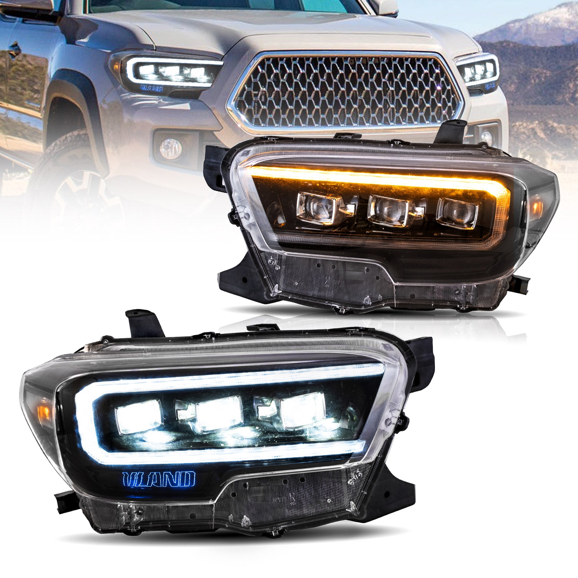 VLAND LED Projector Headlights For 2016-2023 Toyota Tacoma