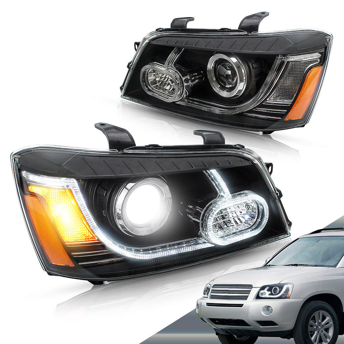 Faros delanteros de proyector LED VLAND para Toyota Highlander 2001-2007, lámparas delanteras del mercado de accesorios