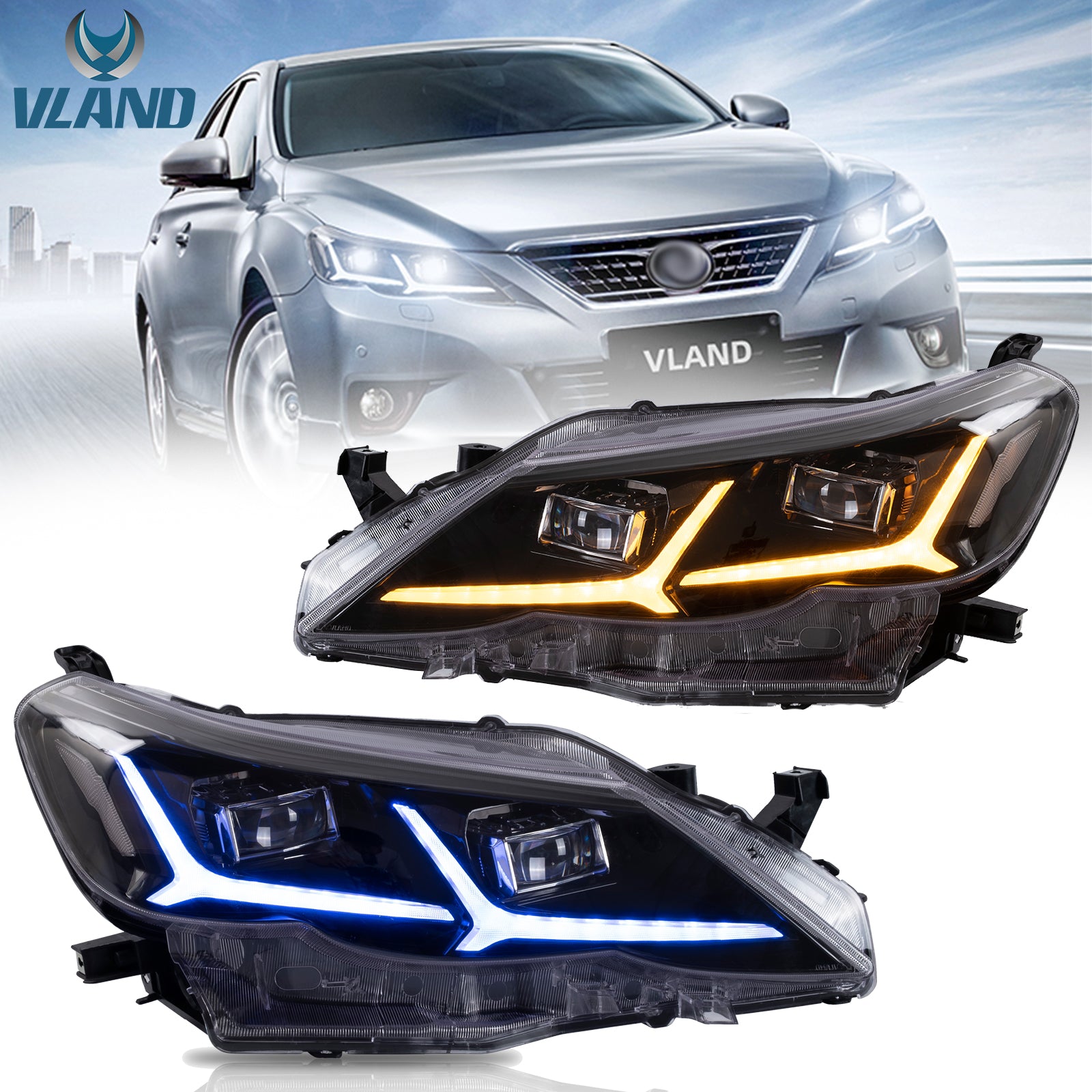 VLAND LED  ヘッドライト 2009-2012トヨタ・マークX 2代目前期用 （丰田锐志大灯/Toyota  Mark X headlights）