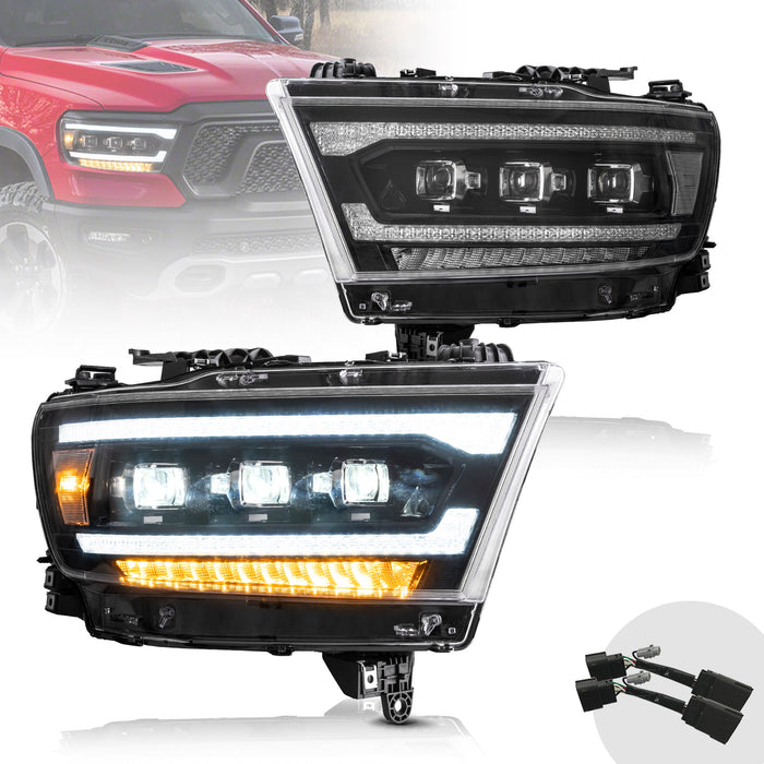 Phares de projecteur LED VLAND pour Dodge Ram 1500 2019-2023