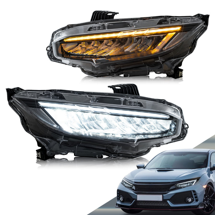 VLAND LED Headlights For Honda Civic 2016-2021 Sedan Hatchback Coupe Front Lights