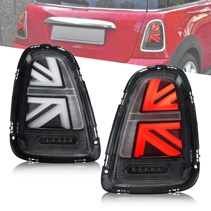 VLAND LED Union Jack Tail lights For Mini Cooper [Mini Hatch] R56 R57 R58 R59 2007-2013 With Sequential Indicators Rear Lamps