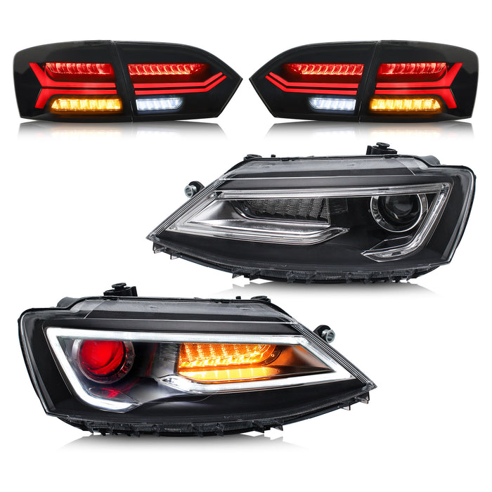 VLAND LED Headlights+Taillights For 2011-2014 Volkswagen Jetta MK6