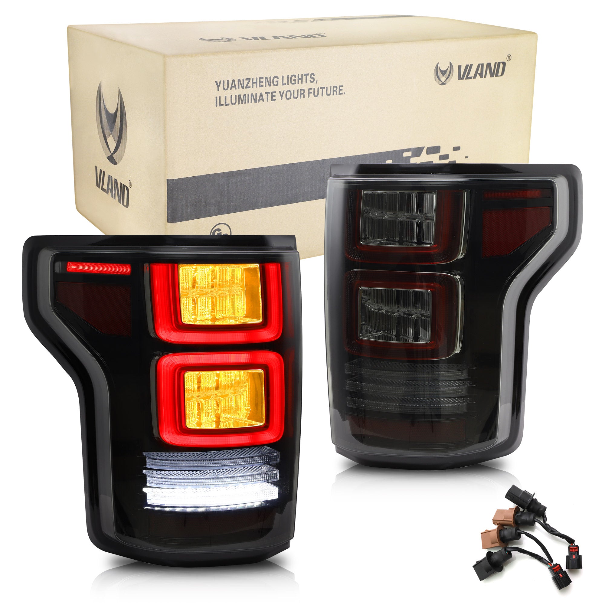 <<<t66>19>0>LAND  LED  Tail  LighTs  For  Ford  F150 2015-2020 Amber  Turn  Signal  AfTermarkeT Rear  Lamps