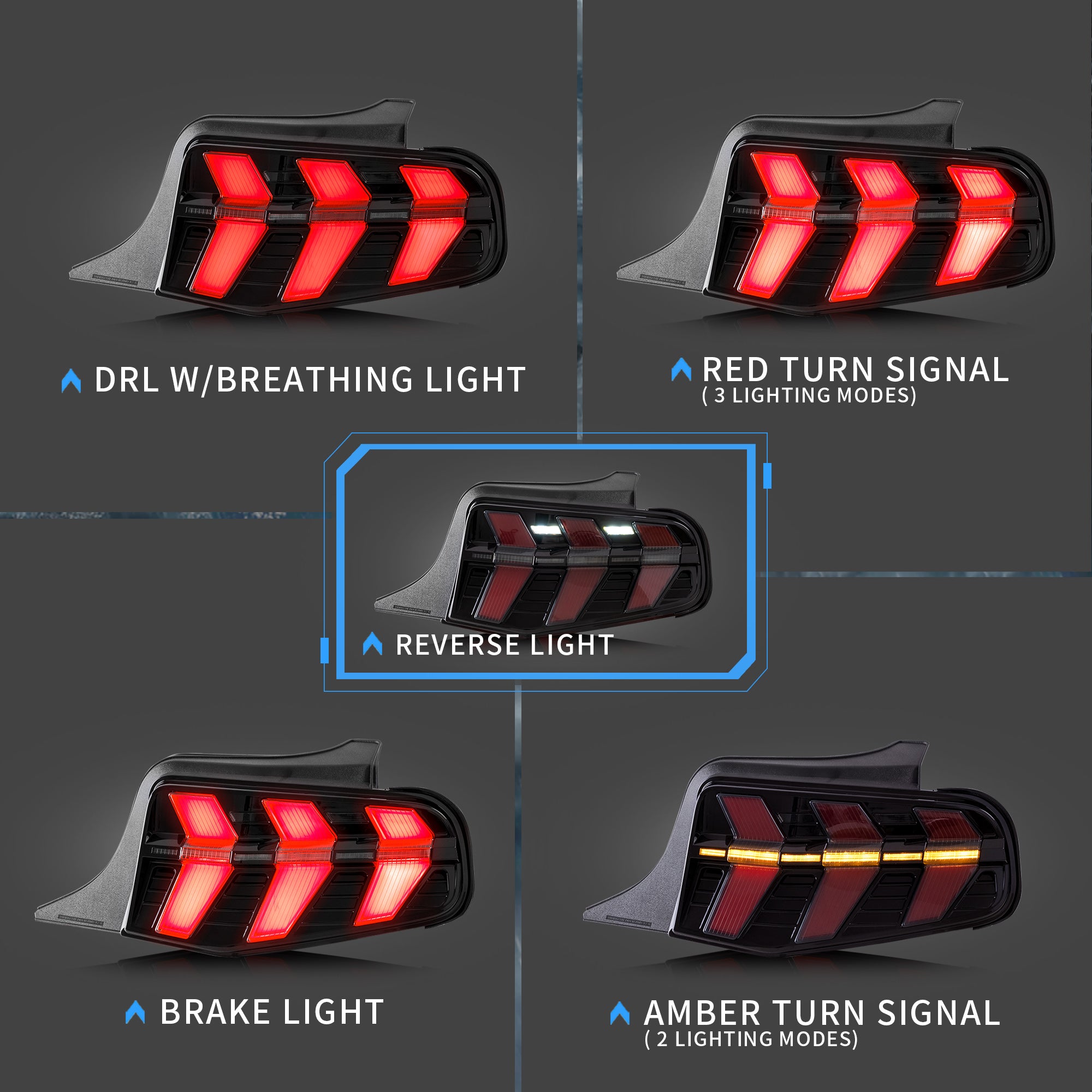 VLAND LED Taillights For 2010 2011 2012 Ford Mustang