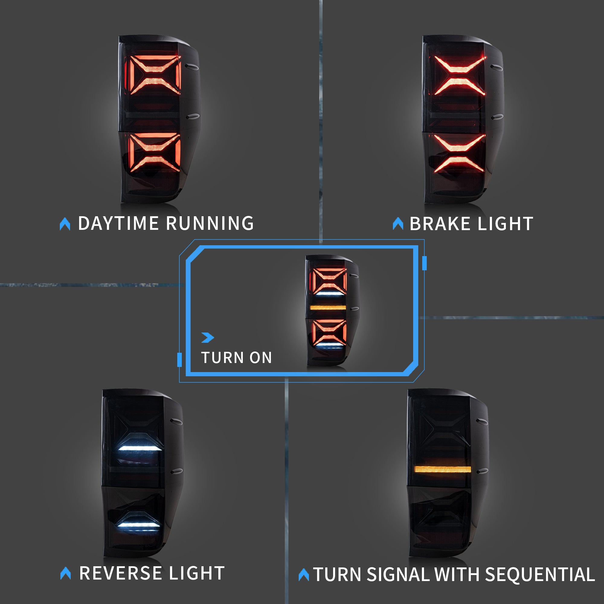 Feux arrière LED VLAND pour Ford Ranger T6 2012-2020