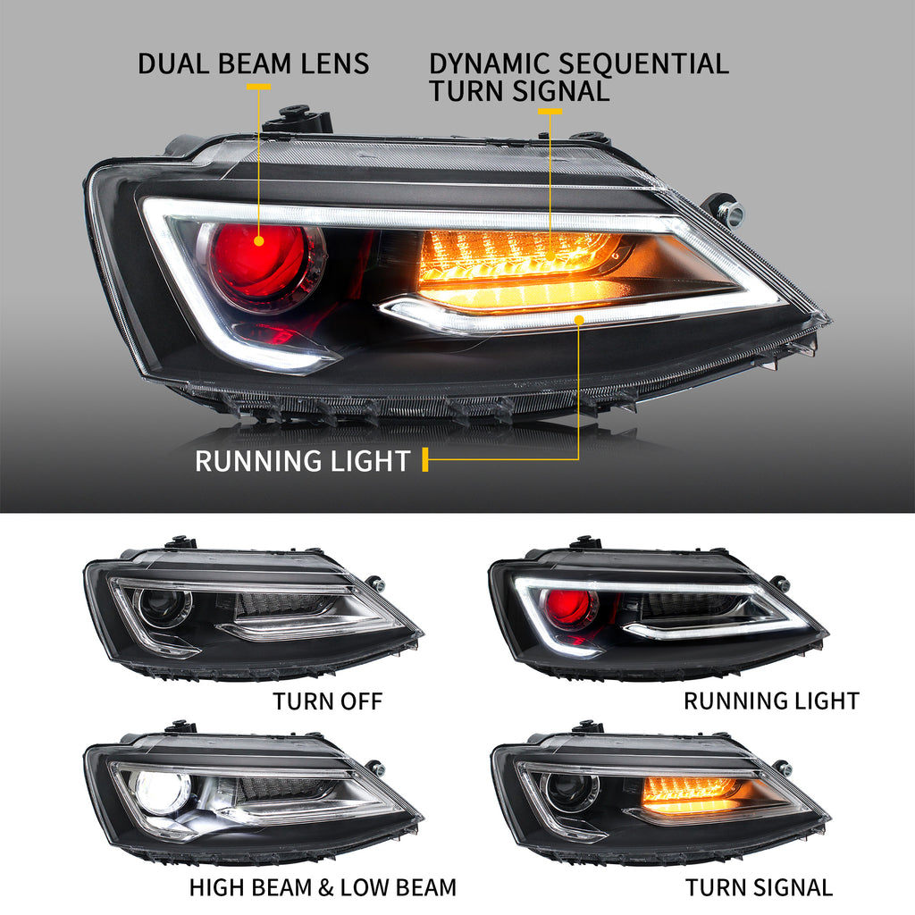 VLAND LED Headlights & Taillights For 2011-2014 Volkswagen Jetta MK6