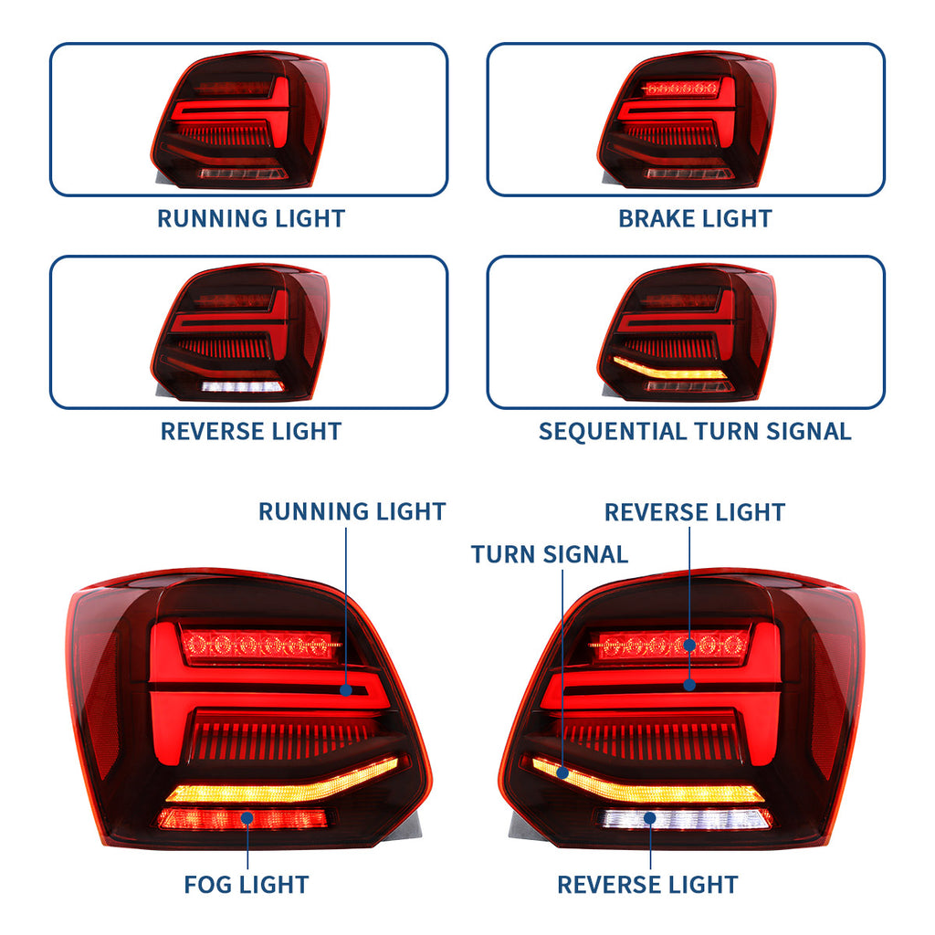 VLAND LED Taillights For Volkswagen Polo MK5 2009-2017