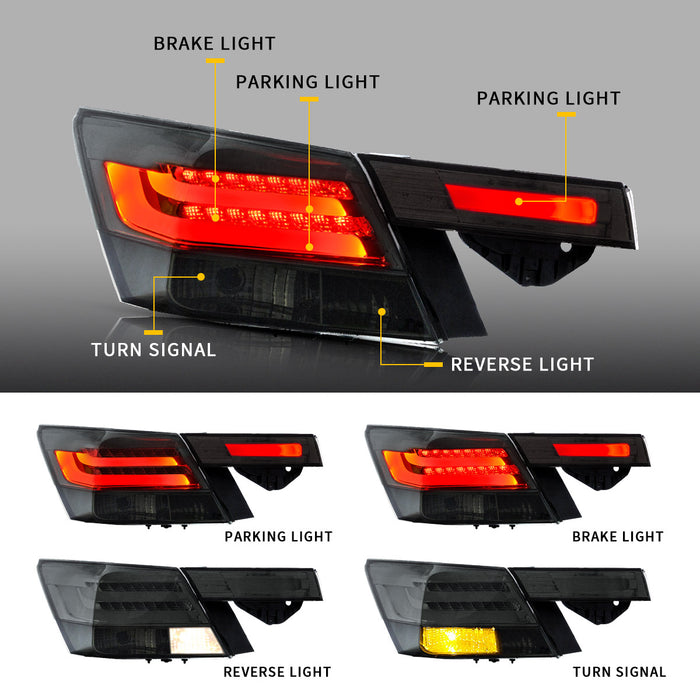 VLAND LED Tail lights For Honda Accord Inspire 2008-2012 Aftermarket Rear Lamps [4PCS]
