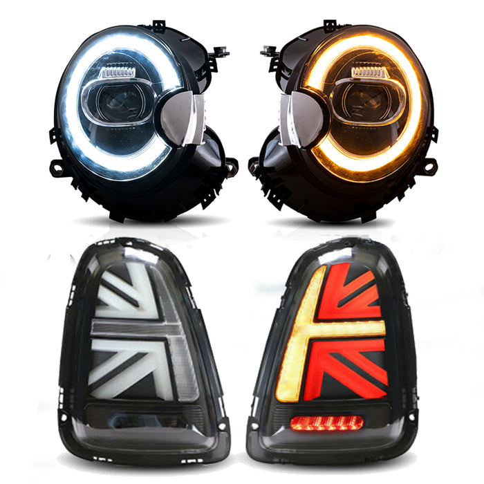 VLAND LED Headlights + Tail lights For Mini Cooper [Mini Hatch] R56 R57 R58 R59 2007-2013 Front And Rear Lamps Kits
