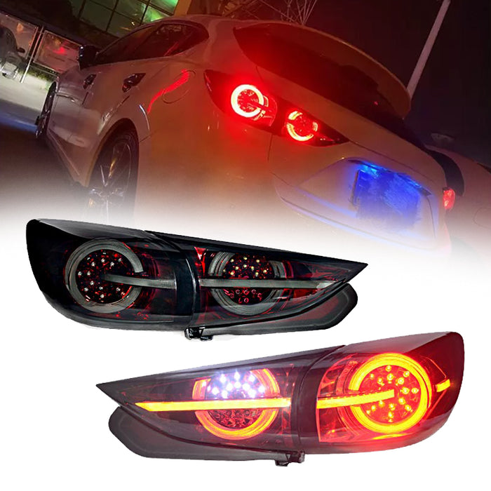 2014-2018 Mazda 3 Hatchback LED Tail Lights With Dynamic Turn Signals