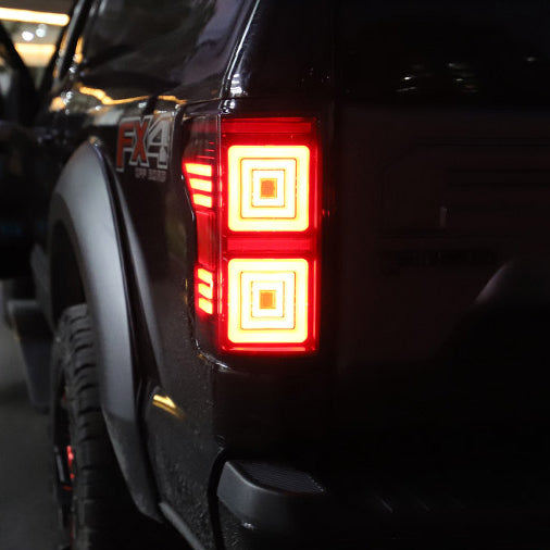 2015–2020 Ford F150 LED-Rückleuchten in getönter Bauweise, passend für werkseitige Halogen-Rückleuchtenmodelle