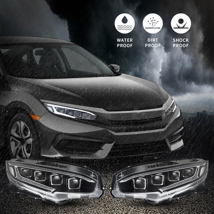 2016-2021 Honda Civic Sedan Hatchback Coupé LED-Scheinwerfer-Frontleuchten-Baugruppe