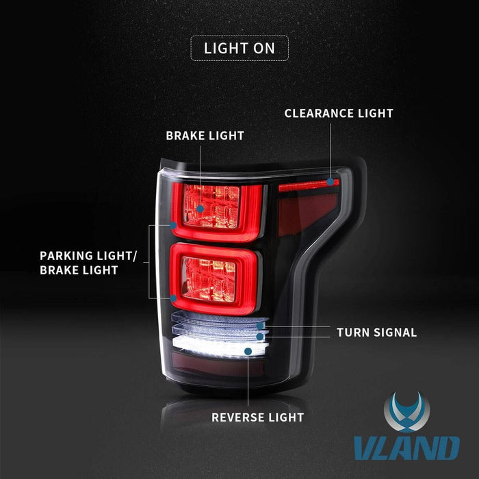 VLAND LED ヘッドライトとテールライト 2018-2020 フォード F150 フロント & リアライトキット用