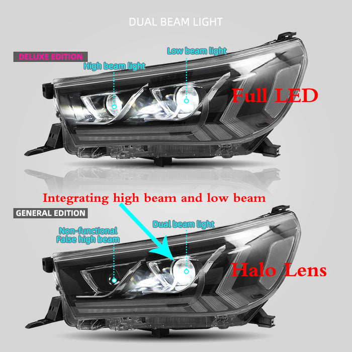 Faros delanteros LED VLAND para luces delanteras Toyota Hilux 2015-2020
