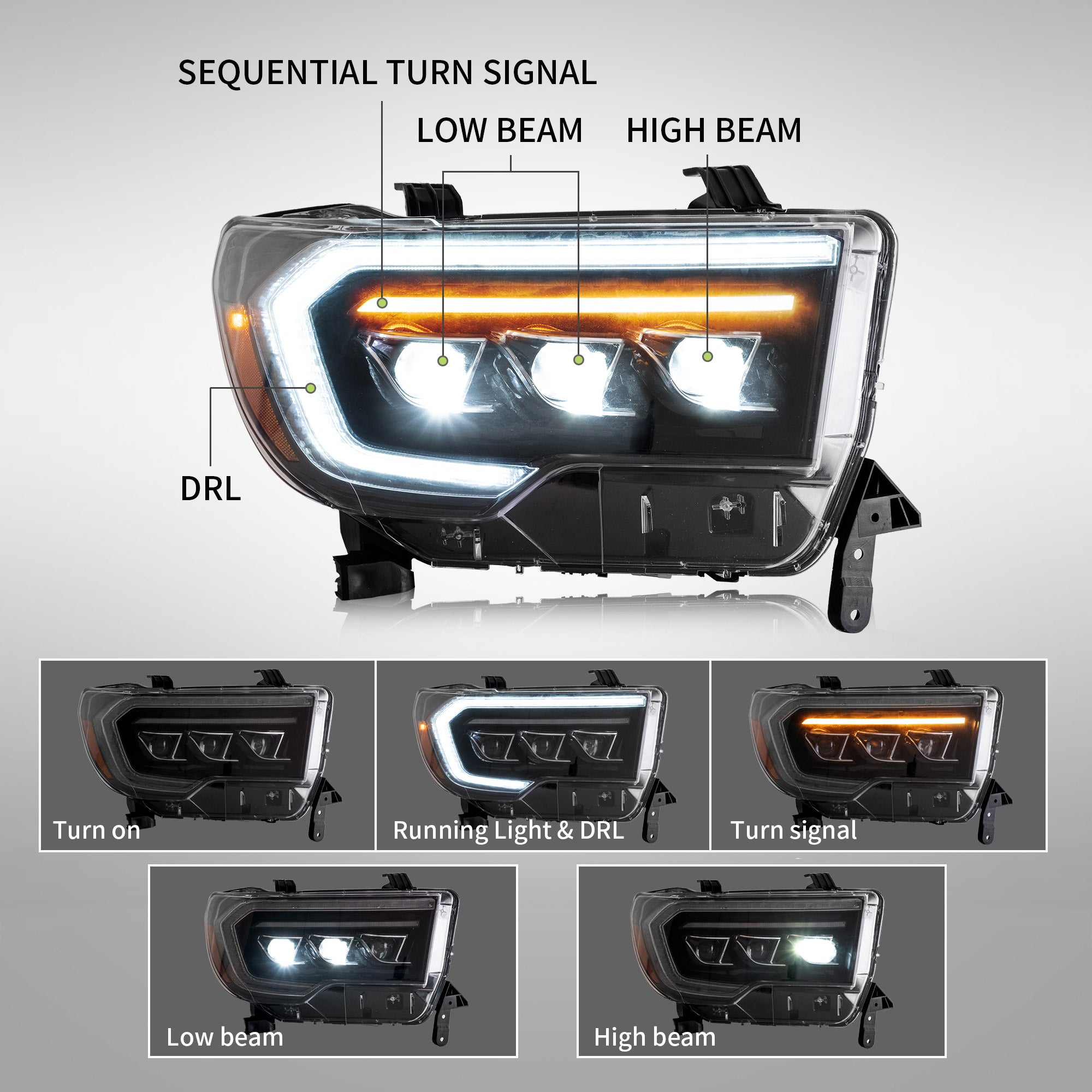 VLAND-LED-Projektor-Scheinwerfer für 2007-2013 Toyota Tundra & 2008-2022 Toyota Sequoia