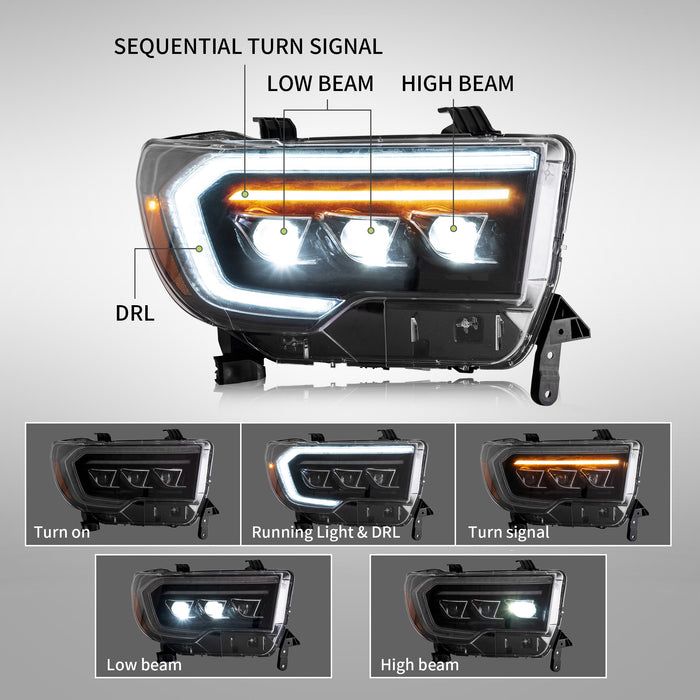 VLAND LED-Scheinwerfer für [Toyota Tundra 2007–2013] und [Toyota Sequoia 2008–2020] Frontleuchten