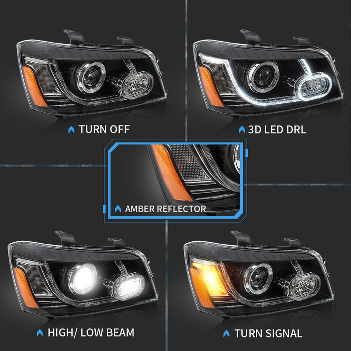 VLAND LED Projector Headlights for Toyota Highlander 2001-2007 Aftermarket Front Lamps
